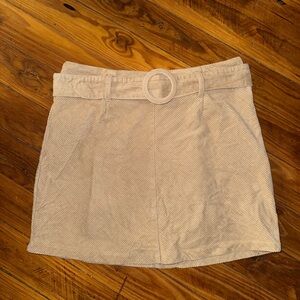 Cream Corduroy Skirt with Belt